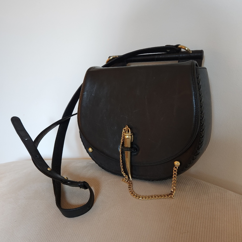 SANCIA - THE BABYLON BAR BAG / CHAIN • BLACK • LEATHER